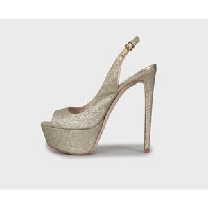 Miu Miu Gold Stiletto High Heel Sandals - Size 36